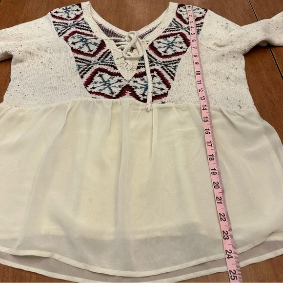 Abercrombie & Fitch Boho Sweater Size Large Cottagecore Festival Retro Fair Isle - Picture 4 of 7